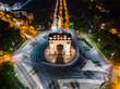 Bucharest, Romania. June, 17th, 2022. 
Aerial night shot of the Arch of Triumph ( Arcul de Triumf) in Bucharest the Romanian capital.
