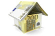Haus-Symbol geform aus 200-Euro-Scheinen