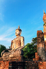 Wall Mural - Traditional The old Buddha for worship in Thai temple