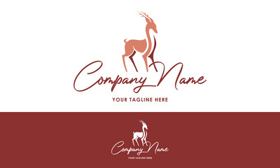 Brown Color Jumping Deer Logo Design