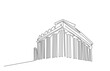 ancient historical greek roman columns and buildings and structures drawing concept