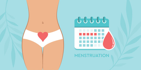 Wall Mural - female body menstruation hygiene calendar woman illustration