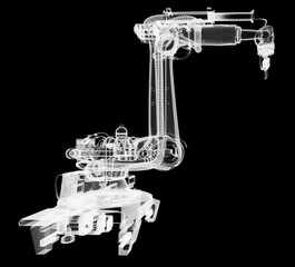 Poster - Industrial robot, x-ray transparent. 3D illustration