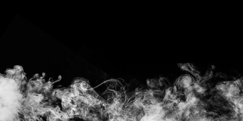 Poster - Abstract smoke texture over black background. Fog in the darkness.