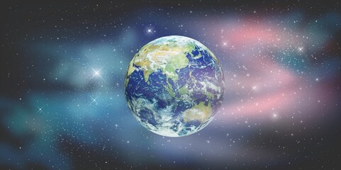 Wall Mural - view of the earth, star and galaxy from space.