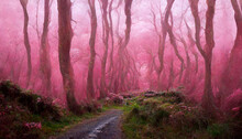 Pink Forest Pink Trees Painting