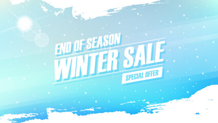 Winter Sale promotional banner. Winter season special offer background for business, commerce, seasonal shopping and advertising. Vector illustration.	