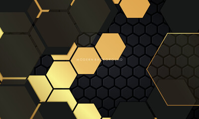 Black background with golden luxury polygon concept