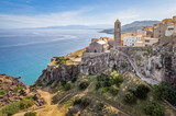 Fototapeta Krajobraz - View over Castelsardo with church, Sardinia, Italy