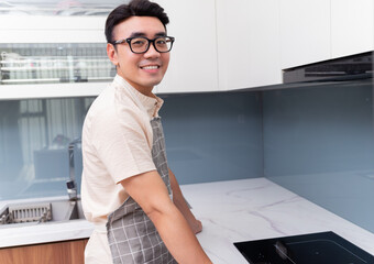 Sticker - Young Asian man at home