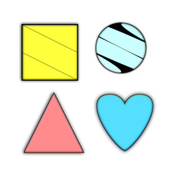 Sticker - square circle triangle heart 2 dimensional shapes