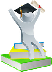 Canvas Print - Graduation person on books