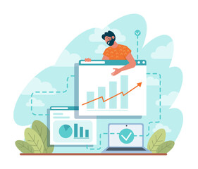 Poster - business analytics. financial operation optimization, strategy development,