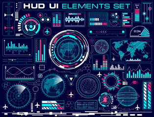 Leinwandbilder - Futuristic graphic user interface HUD UI vector set