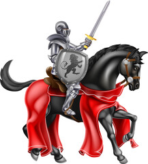 Wall Mural - Sword and Shield Knight on Horse