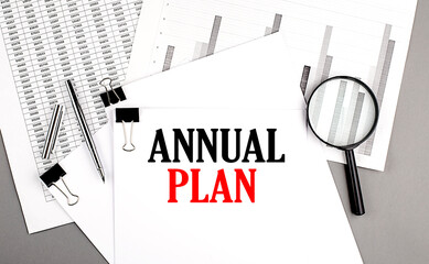 Poster - ANNUAL PLAN text on paper on chart background