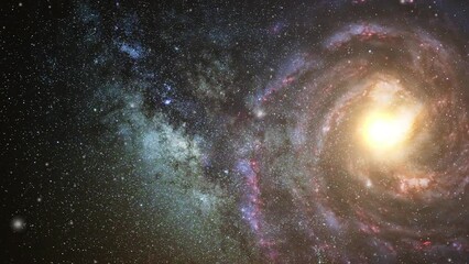 view of galaxies moving and expanding in the dark universe