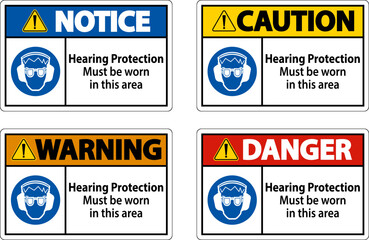 Hearing Protection Must Be Worn Sign On White Background