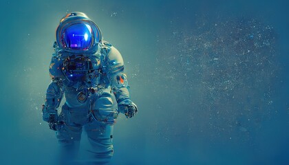 Poster - Astronaut in protective costume against dark starry sky