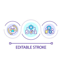 Teambuilding strategy loop concept icon. Effective teamwork. Business communication abstract idea thin line illustration. Isolated outline drawing. Editable stroke. Arial font used