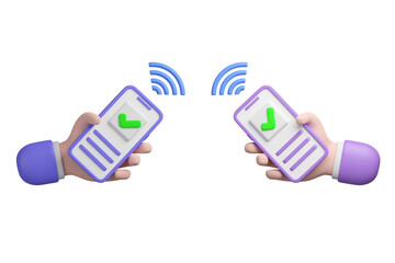 Poster - 3d render illustration, A Smartphone with a chat text box and emoji notification icon. social media concept