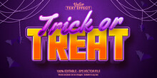 Trick Or Treat Text,  Halloween Style Editable Text Effect On Purple Textured Background