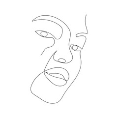 Canvas Print - Continuous line drawing of portrait of a beautiful Woman's face. Minimalism art.