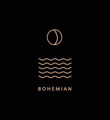 Wall Mural - Logo in a modern style. Vector linear icon. Boho characters - solar logo design templates - abstract design elements for modern minimalist style social media posts and stories.