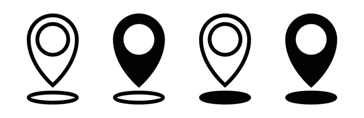 Wall Mural - Maps pin location icon vector set. Map pin place marker silhouette. Map marker pointer icon. GPS location sign symbol icon flat vector