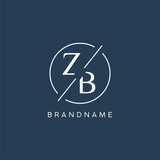 Fototapeta  - Initial letter ZB logo monogram with circle line style