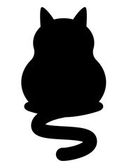 Wall Mural - Cute cat black icon illustration PNG, with transparent background.