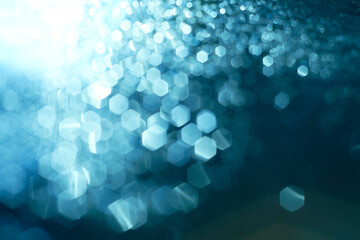 abstract hexagon blue bokeh background