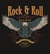 Eagle vintage vector t shirt design. Rock and roll with wing logo artwork for apparel and others.