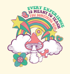Wall Mural - Every experience is meant to teach you something new.Positive symbols or badges isolated on white