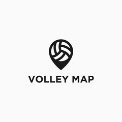 Wall Mural - volleyball logo combination with location find local icon vector illustration template