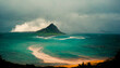 Oahu hawaii ocean island mountain water sky cloud