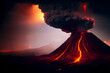 Vulkanausbruch mit Asche, Lava und eine spukenden Schlot