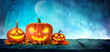 Halloween Pumpkin background In A Scary Forest At Night halloween banner background