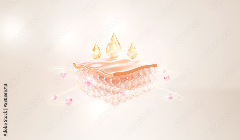 3D Collagen Skin Serum and Vitamin illustration isolated on soft color ...