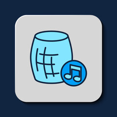 Poster - Filled outline Voice assistant icon isolated on blue background. Voice control user interface smart speaker. Vector