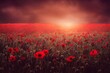 Poppy field. Remembrance day concept. Neural network generated art. Digitally generated image. Not based on any actual scene or pattern. High quality illustration.