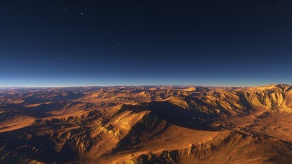 landscape on planet Mars, scenic desert scene on the red planet
