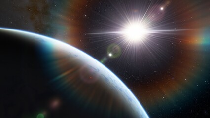 Planets and galaxy, science fiction wallpaper. Beauty of deep space. Billions of galaxy in the universe Cosmic art background 3d render
