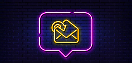 Poster - neon light speech bubble. receive mail download line icon. incoming messages correspondence sign. e-