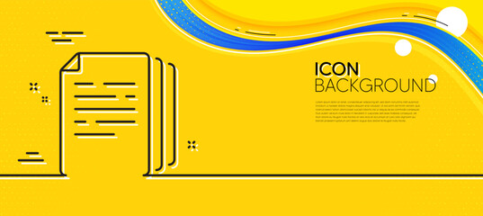 Poster - Copy documents line icon. Abstract yellow background. Doc file duplicates sign. Office note symbol. Minimal copy documents line icon. Wave banner concept. Vector