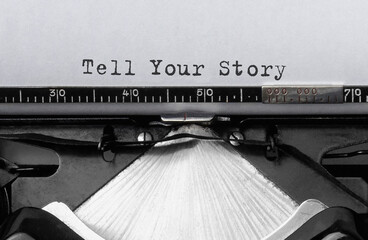 Wall Mural - Text Tell Your Story typed on retro typewriter