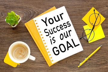 Poster - torn page on a yellow notepad. text. Your success is our goal