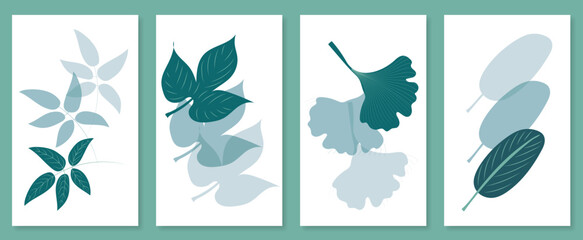 Poster - Abstract botanical wall art set. Vector illustration in scandinavian design
