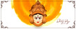 Cultural Indian festival Durga Puja and Happy navratri banner with goddess Durga face