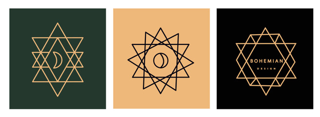 Wall Mural - Logo in a modern style. Vector linear icon. Boho characters - solar logo design templates - abstract design elements for modern minimalist style social media posts and stories.